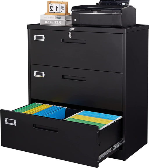 Lockable 3-Drawer Metal File Cabinet for Office/Home