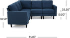 Zahra Fabric Sectional Couch, Dark Blue