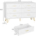 White 6-Drawer Dresser with Wide Drawers