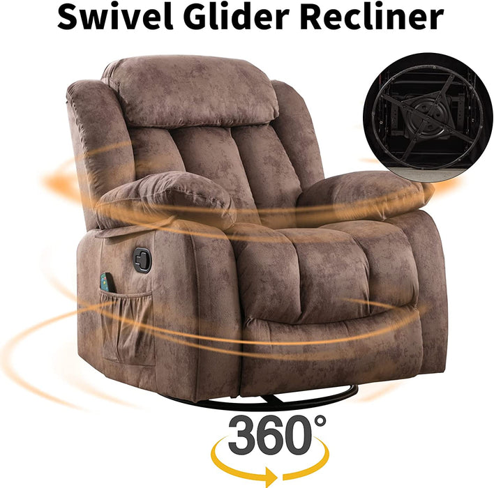 Massage Swivel Rocker Recliner with Heat and Vibration