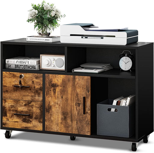 Mobile 2-Drawer File Cabinet with Printer Stand