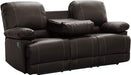 Lexicon Randolph Faux Leather Double Reclining Sofa with Dropdown Table, 81" W, Dark Brown