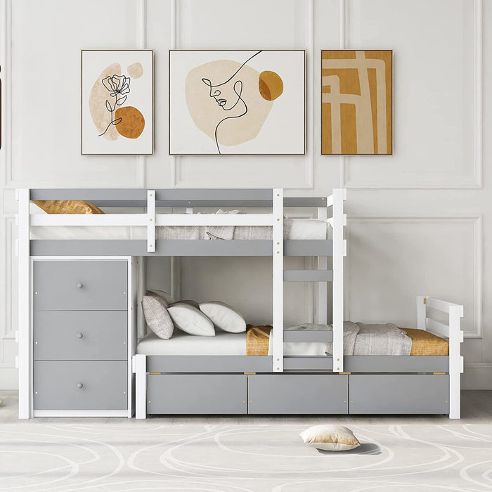 Twin Bunk Beds with 2 Storage Drawers, Espresso