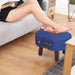 Blue Linen Ottoman with Handle and Legs