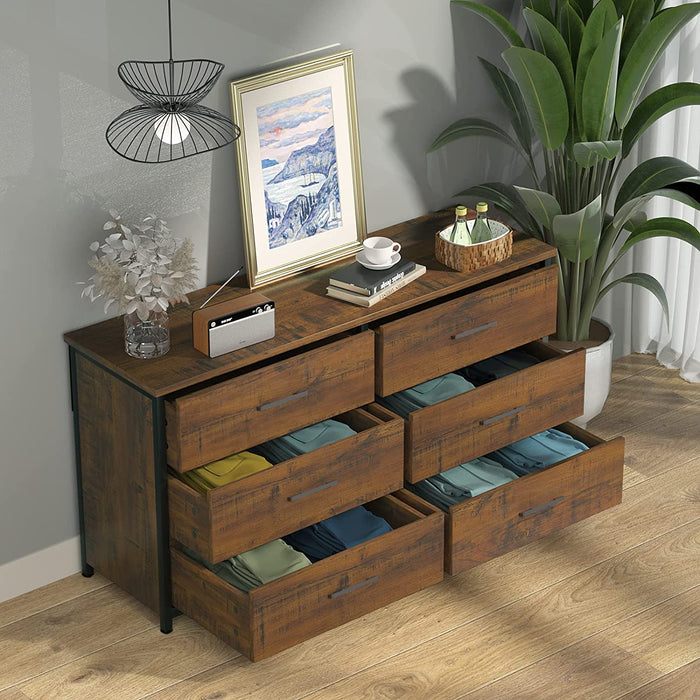 Industrial 6-Drawer Double Dresser