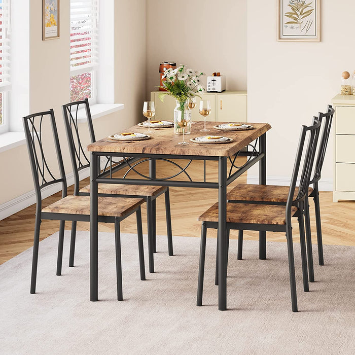 Rustic Brown 5-Piece Dining Table Set