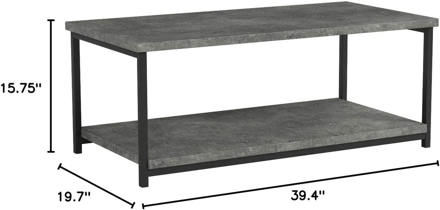 Coffee Table with Storage Shelf Faux Concrete