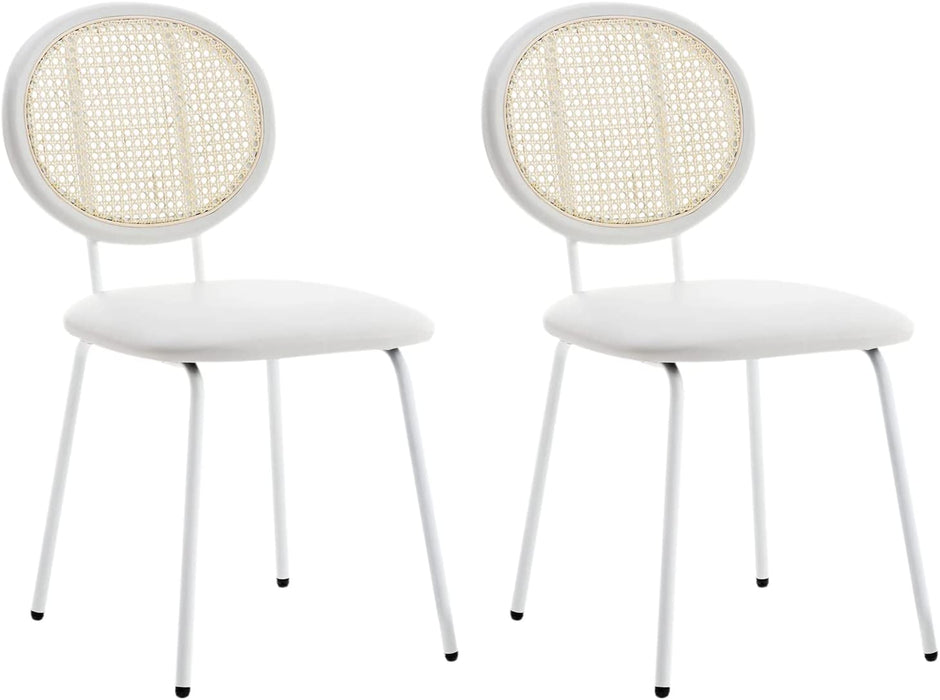 Rattan Back Counter Stools, Set of 2, White