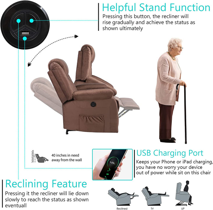 Electric Power Lift Recliner Chair with Massage,Coffee