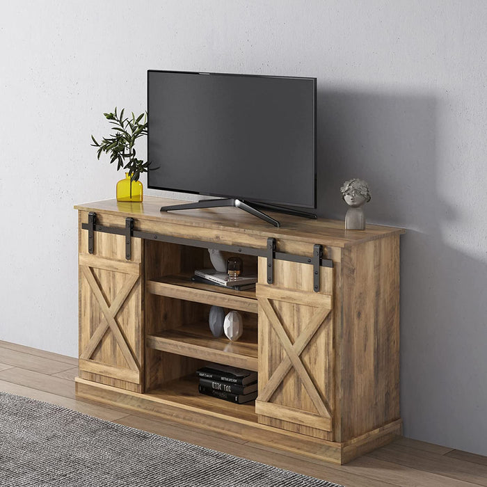 Rustic TV Stand with Sliding Barn Door