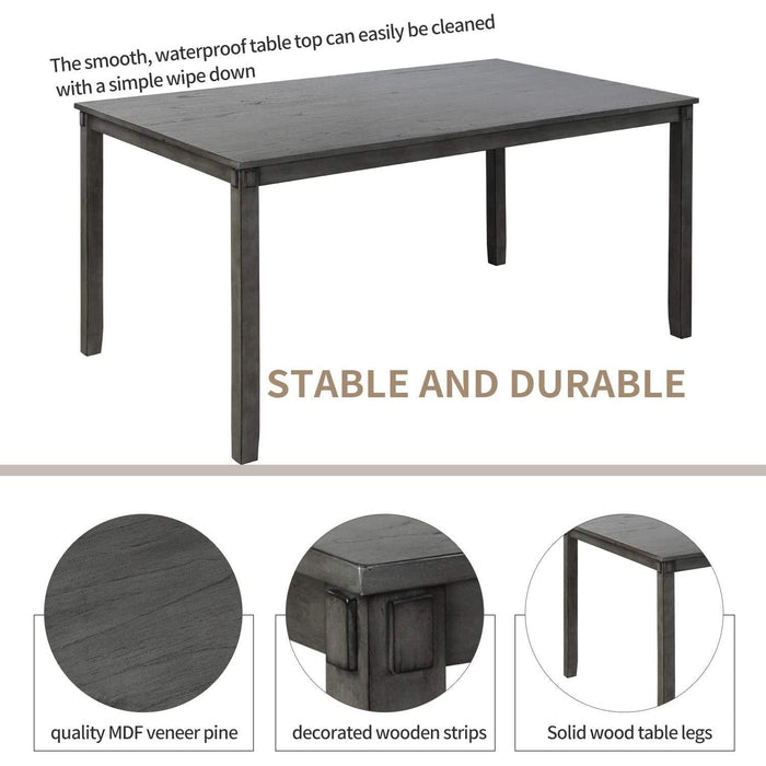 Grey Wooden Rectangular Dining Table Set of 6