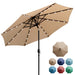 9 FT 32 LED Patio Solar Umbrella W/ Push Button Tilt and Crank Outdoor Umbrella Taupe