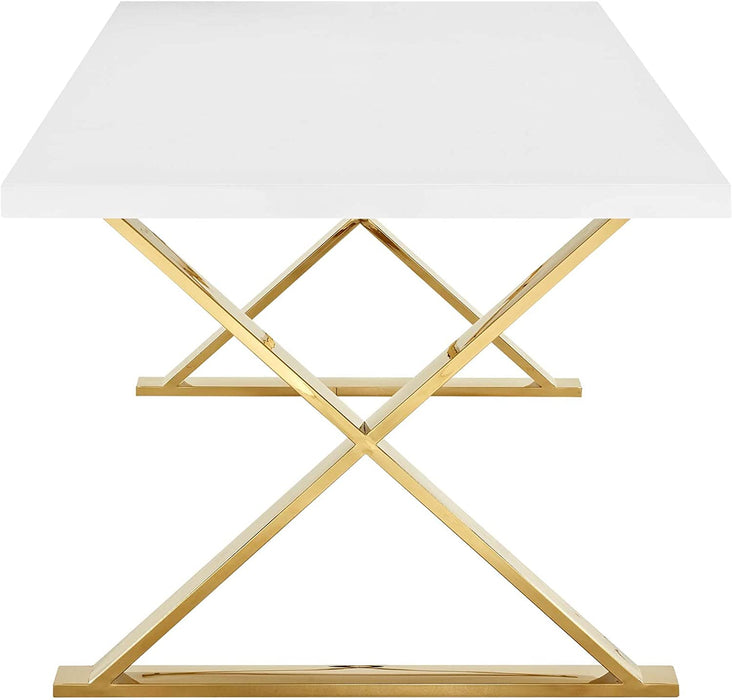 Modern White Gold Sector 87'' Dining Table