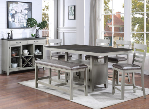 Hyland Stone Gray and Charcoal Wood Dining Set