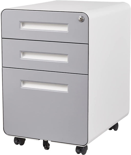 Black Lockable Rolling File Cabinet for Home Office