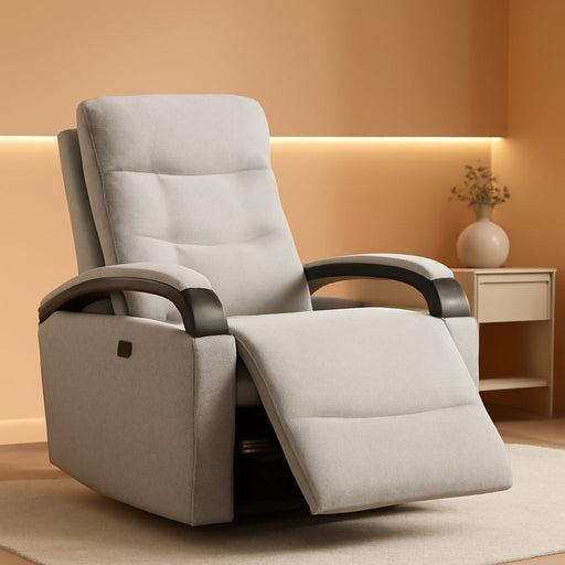 Fabric Power Swivel Glider Rocker Recliner Chair (Light Grey)