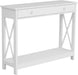 White Console Table with Drawer and Shelves
