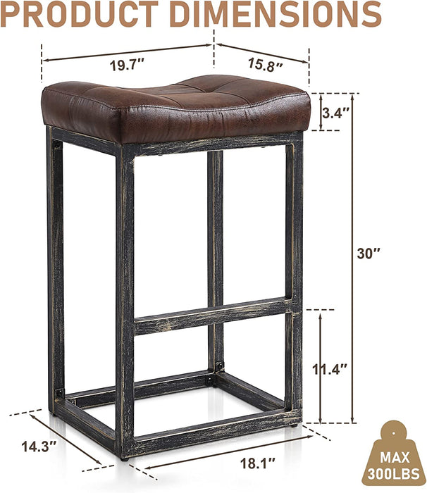 Flysky PU Leather Counter Height Bar Stools, Set of 2