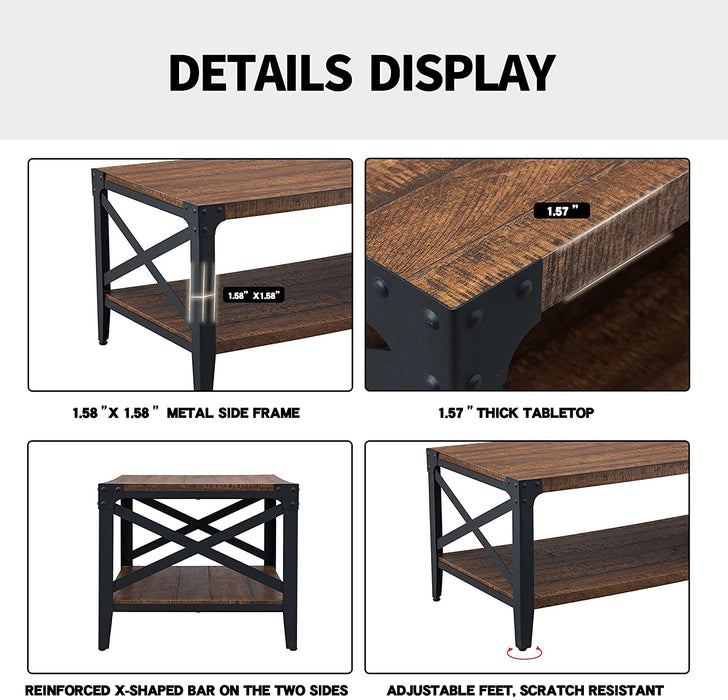 40″ Industrial Coffee Table with X-Shaped Frame