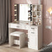 White Vanity Desk with Lighted Mirror