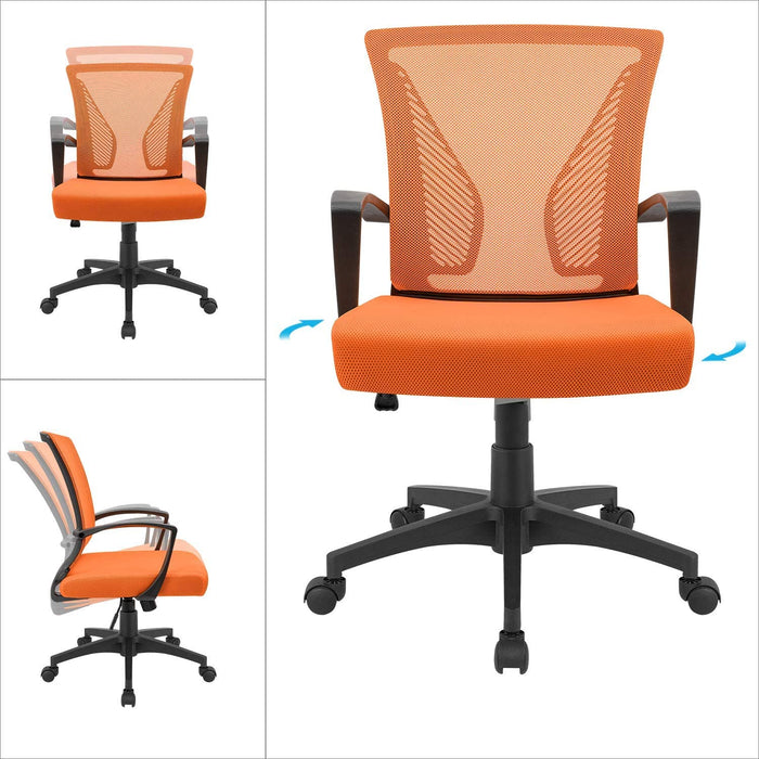 Ergonomic Orange Mesh Office Chair with Armrests