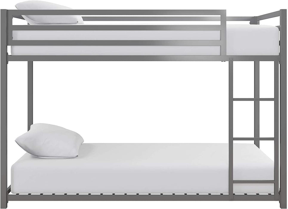 Metal Triple Bunk Bed with Guardrails