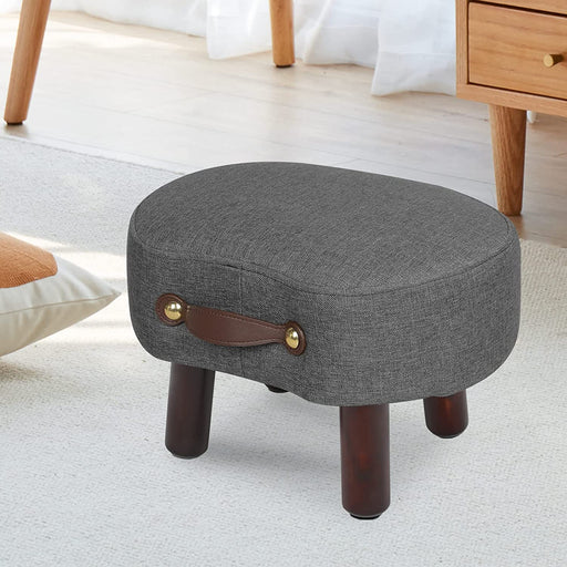 Compact Dark Grey Ottoman with Handle and Legs