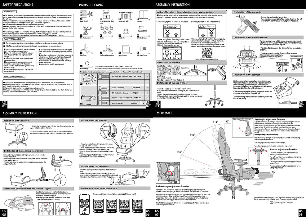 Ergonomic Gaming Chair with Massage and Footrest