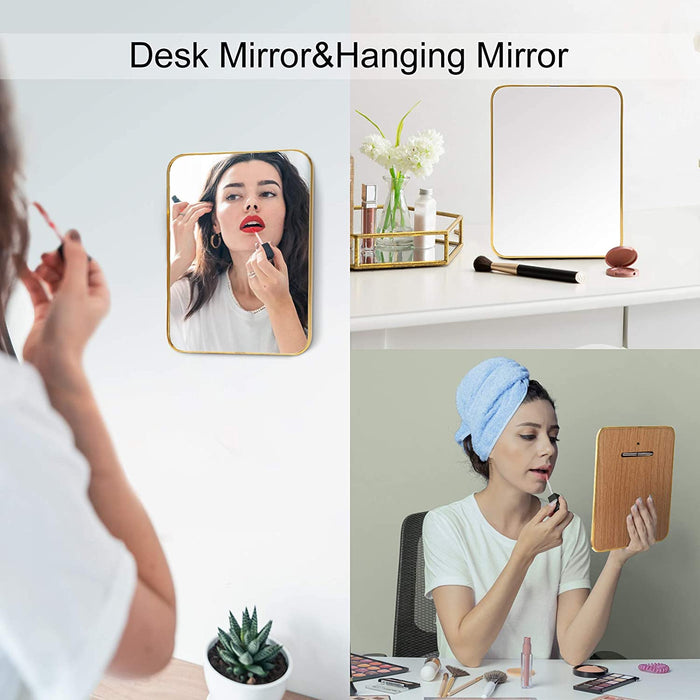 Gold Desk Table Stand Mirror with Bracket
