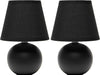 Mini Ceramic Globe Table Lamp Set in Black