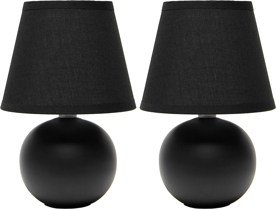 Mini Ceramic Globe Table Lamp Set in Black