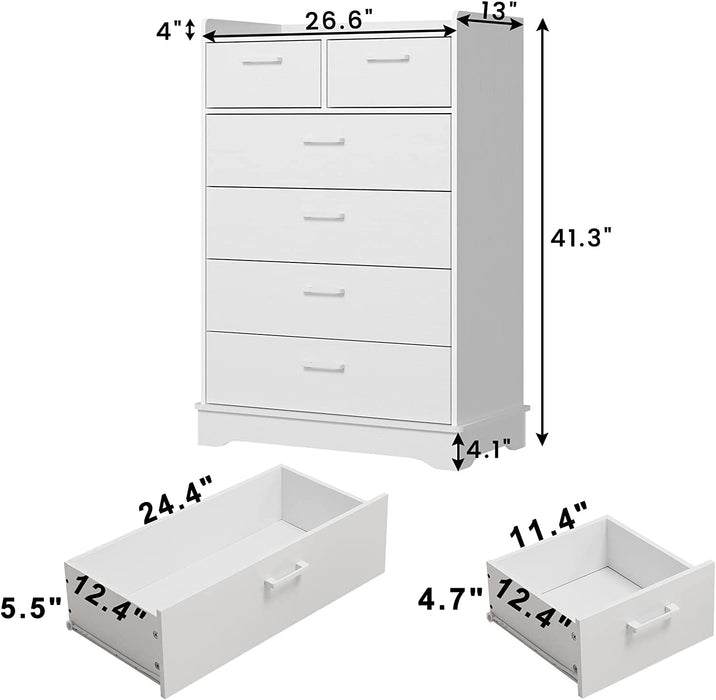 Vertical 6 Drawer Dresser, Wooden Storage