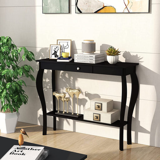 Chic Black Entryway Console Table with Drawer