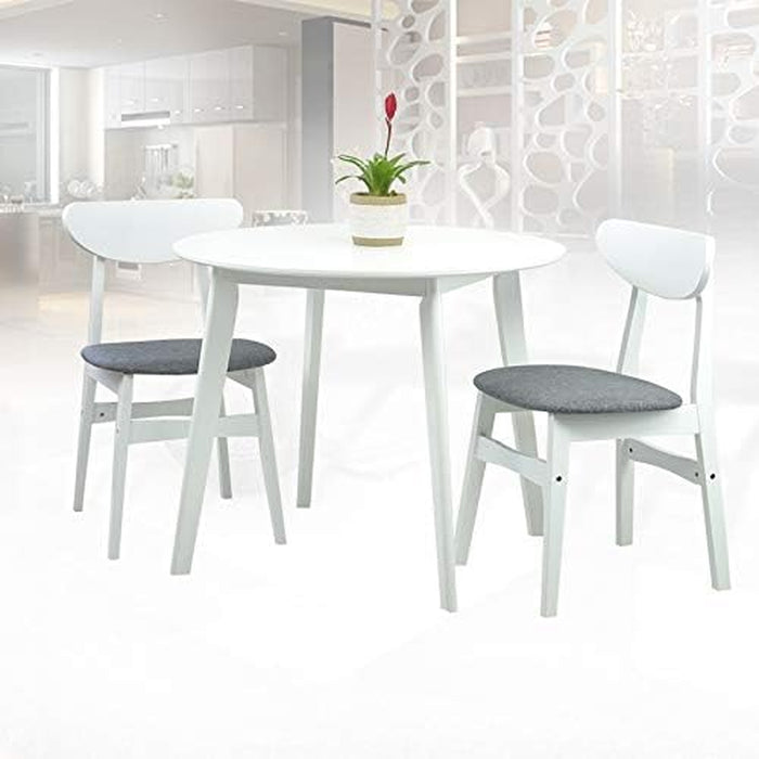 Modern White Solid Wood round Kitchen Table, Yumiko