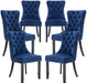 Blue Velvet Upholstered Dining Chairs Set of 6
