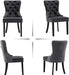 Black and Dark Grey Velvet Dining Chairs Set of 6 with Nailhead Trim and Pull Ring