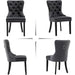 Black and Dark Grey Velvet Dining Chairs Set of 6 with Nailhead Trim and Pull Ring