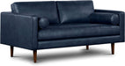 Midnight Blue Italian Leather Apartment Sofa