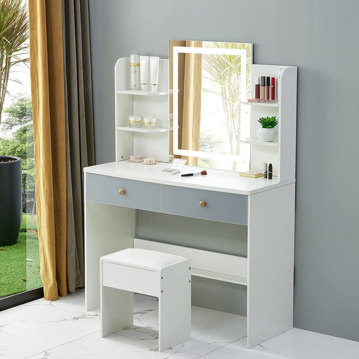 White Bathroom Vanity Table Set