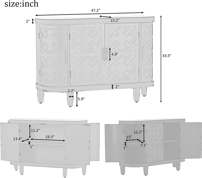 White Accent Storage Cabinet with 4 Doors