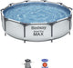 Steel Pro MAX 10 Foot X 30 Inch round Metal Frame above Ground Outdoor Backyard Swimming Pool Set with 330 GPH Filter Pump