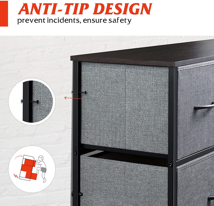 Dark Grey 11-Drawer Fabric Storage Tower