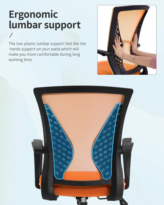 Ergonomic Orange Mesh Office Chair with Armrests