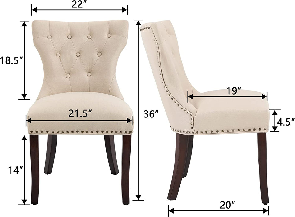 Tufted Fabric Dining Chairs Set of 4