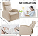 Recliner Chair Padded Seat PU Leather, Beige