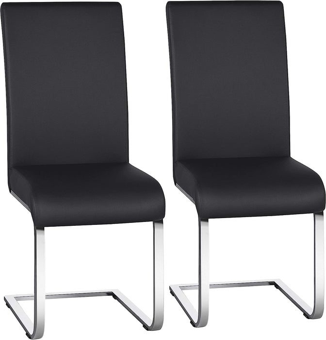 Leather Side Chairs Set of 2, Black