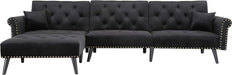 Black Tufted Sectional Sofa with Chaise