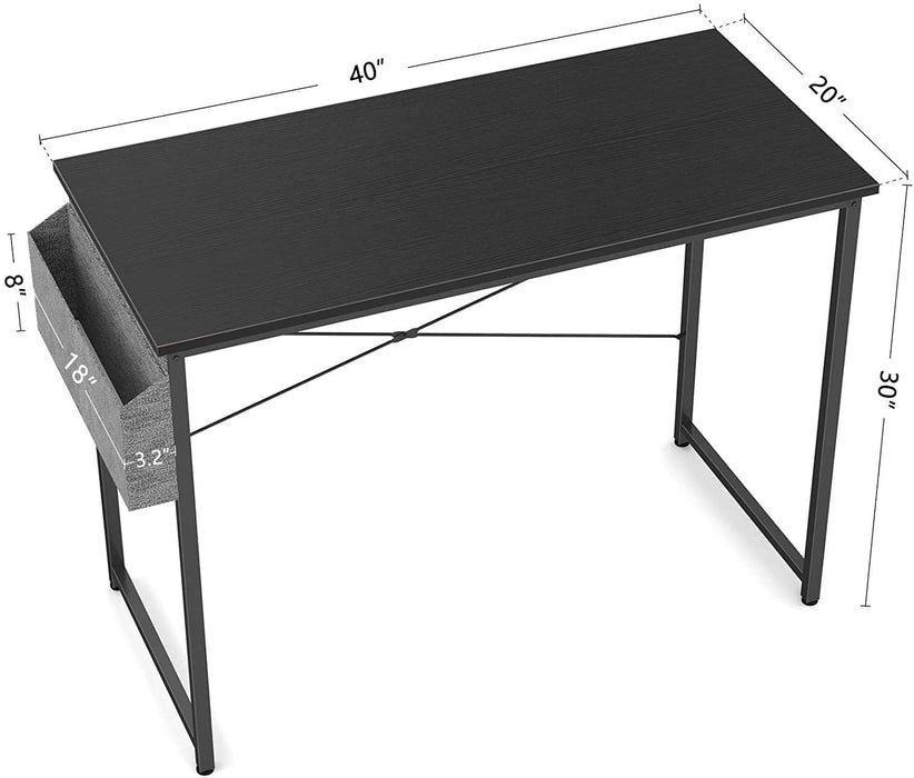 Modern 40-Inch Black Computer Desk with Storage Bag