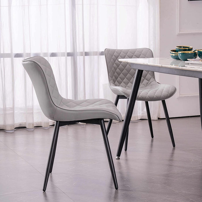 Grey PU Upholstered Dining Chairs Set of 2