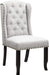 Set of 2 Grey Shira Dining Side Accent Wingback Chairs, Button Tufted, Faux Linen Upholstered, Goldtone Nailhead Trim, Espresso Wood Legs